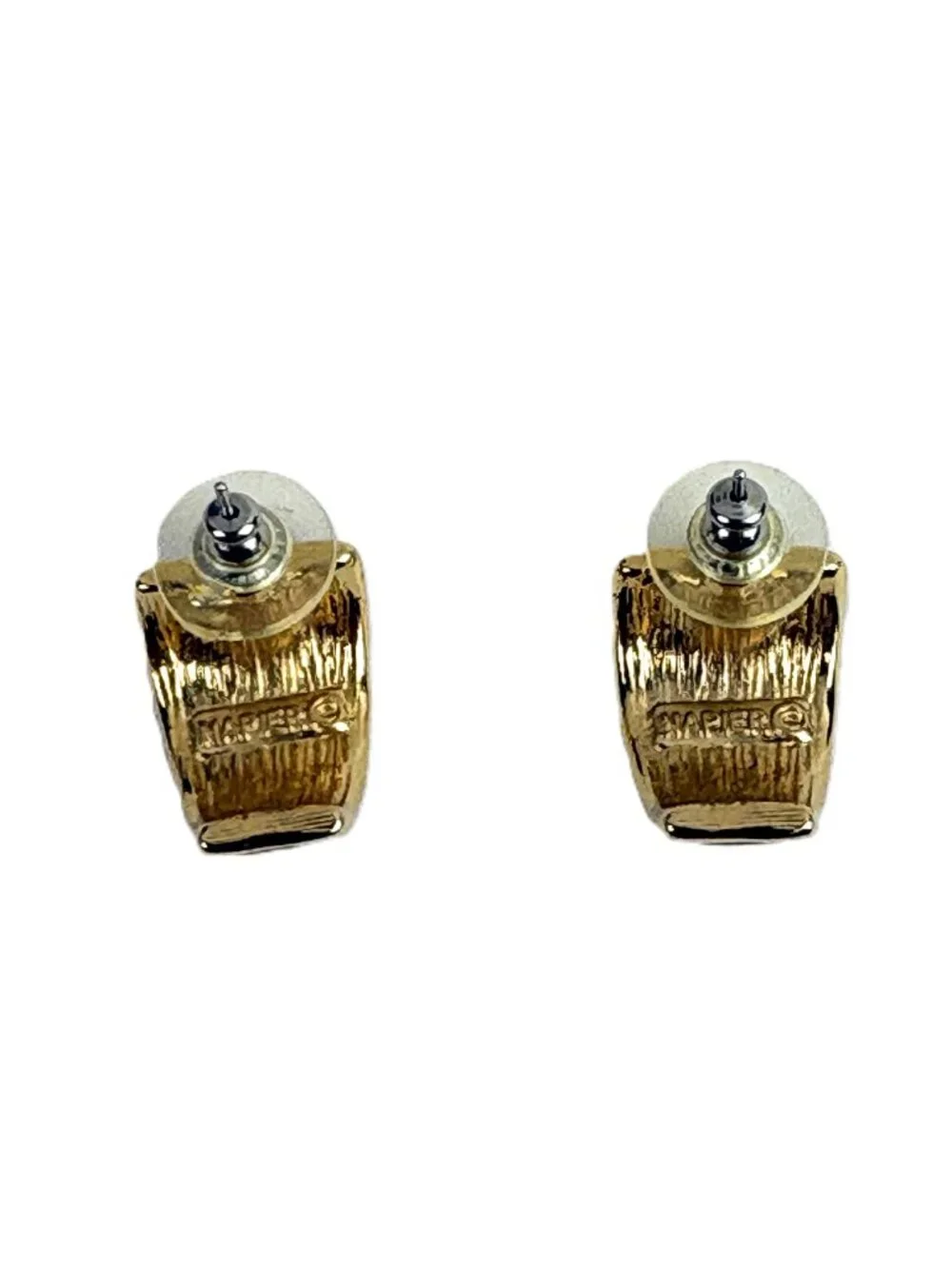 Vintage Napier Gold-Tone & Black Enamel Earrings 